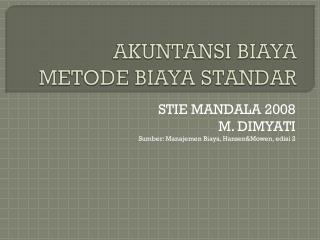 akuntansi biaya metode biaya standar