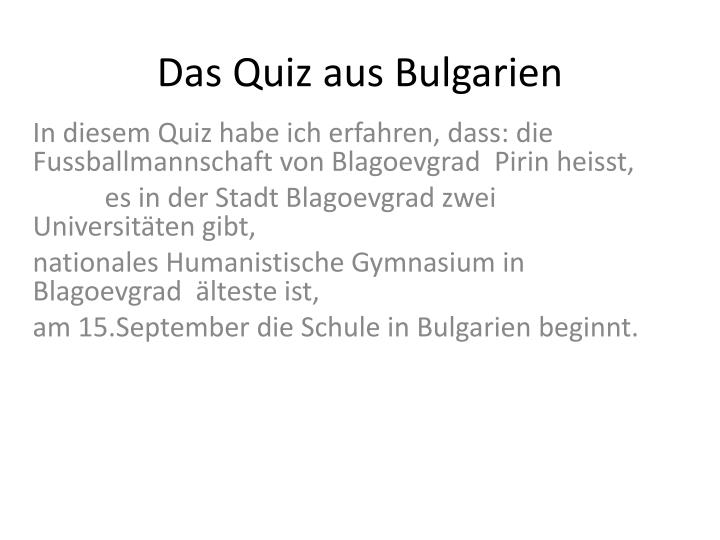 das quiz aus bulgarien