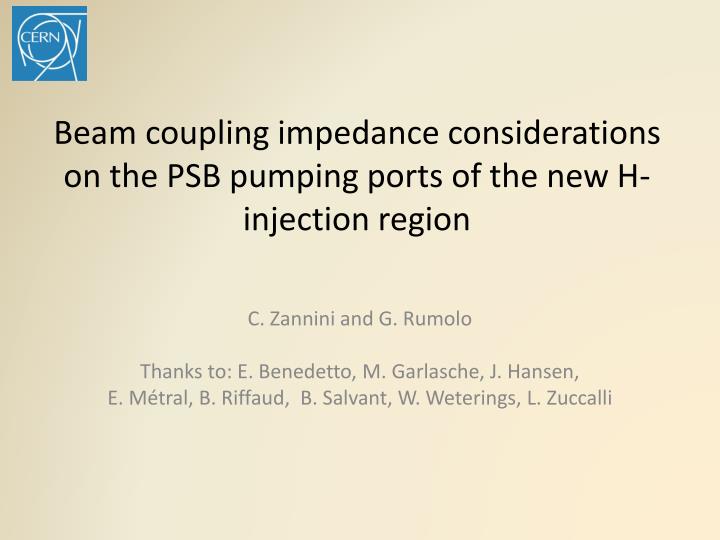 beam coupling impedance considerations on the psb pumping ports of the new h injection region