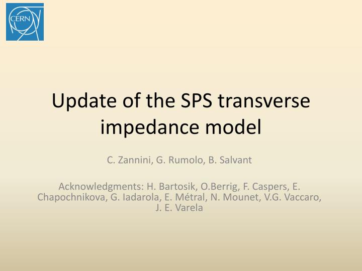 update of the sps transverse impedance model