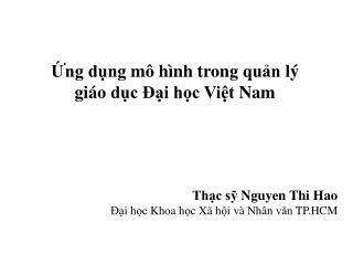 ng d ng m h nh trong qu n l gi o d c i h c vi t nam