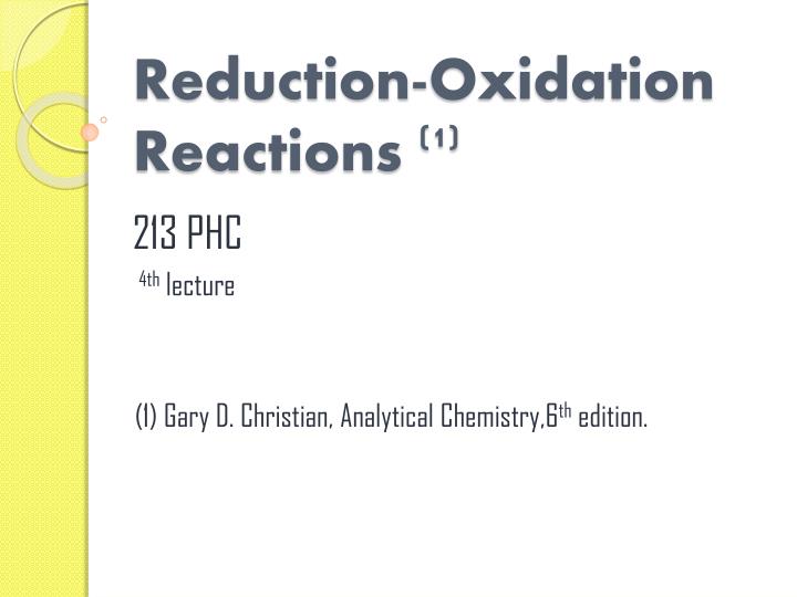 reduction oxidation reactions 1