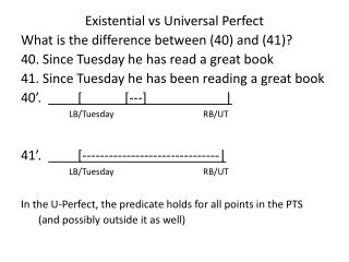 Existential vs Universal Perfect What is the difference between (40) and (41)?