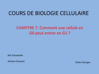 cours de biologie cellulaire
