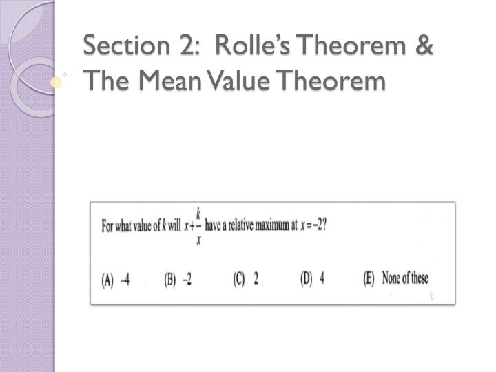 section 2 rolle s theorem the mean value theorem