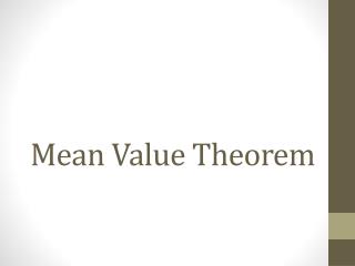 Mean Value Theorem