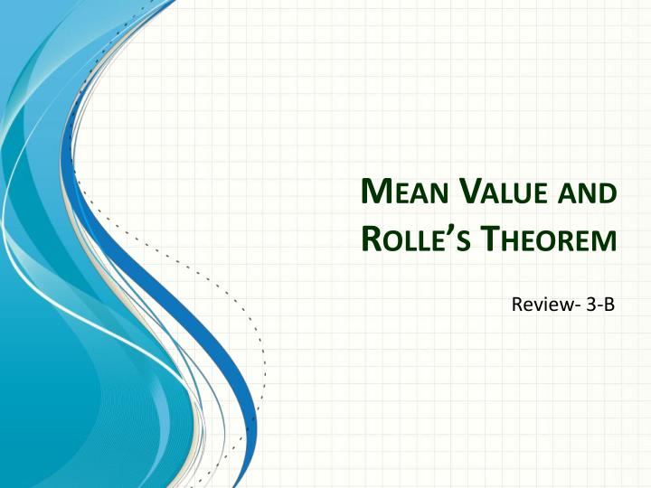 mean value and rolle s theorem