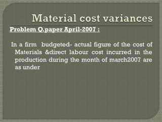 Material cost variances