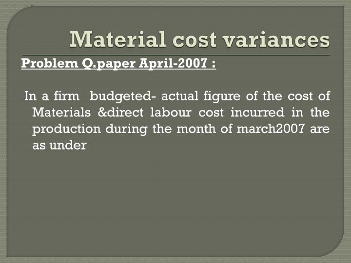 material cost variances