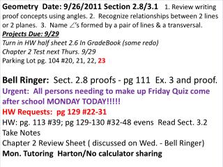 Geometry Date: 9/27/2011 Section 3.2
