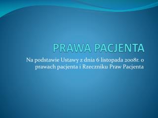 prawa pacjenta