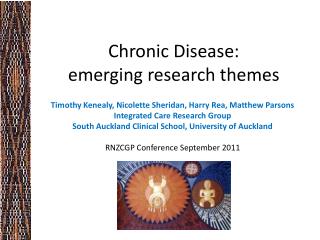 Chronic Disease: emerging research themes