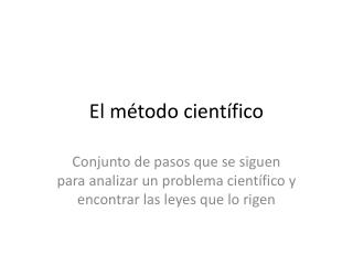 el m todo cient fico