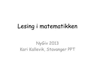 lesing i matematikken