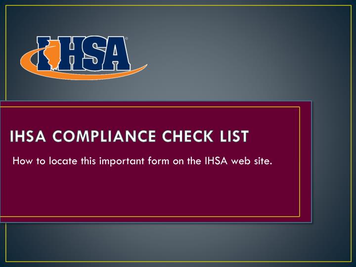 ihsa compliance check list