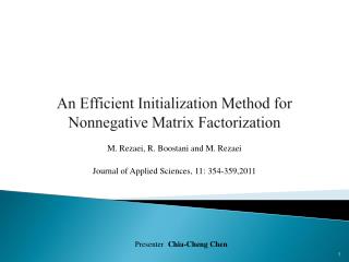 An Efficient Initialization Method for Nonnegative Matrix Factorization
