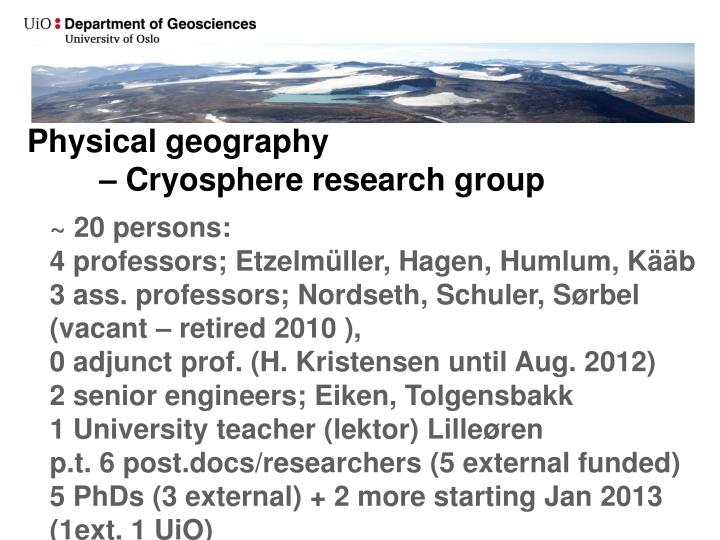 physical geography cryosphere research group