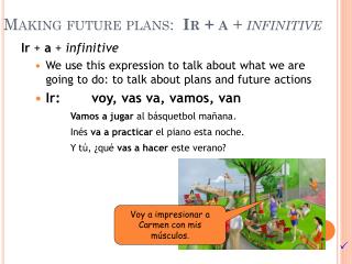 Making future plans : Ir + a + infinitive
