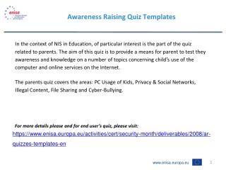 Awareness Raising Quiz Templates