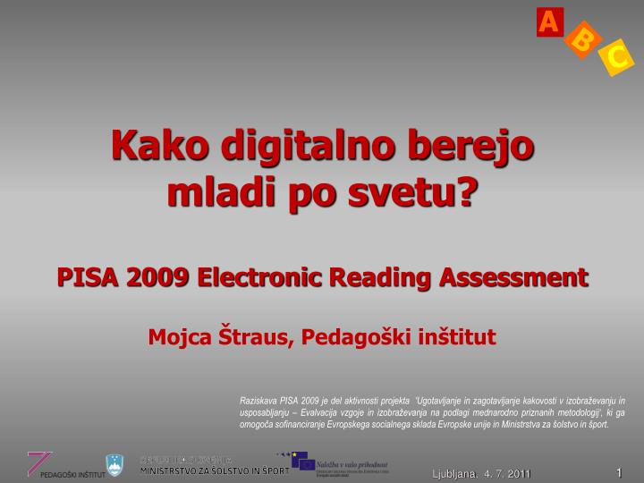 kako digitalno berejo mladi po svetu pisa 2009 electronic reading assessment