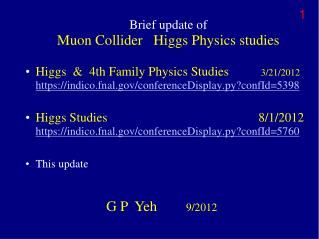 Brief update of Muon Collider Higgs Physics studies