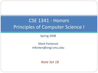 CSE 1341 - Honors Principles of Computer Science I
