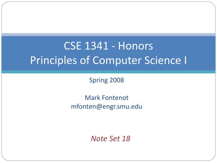 cse 1341 honors principles of computer science i