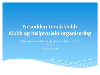 Nesodden Tennisklubb Klubb og hallprosjekt organisering