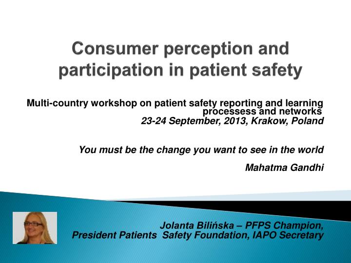 consumer perception and participation in patient safety