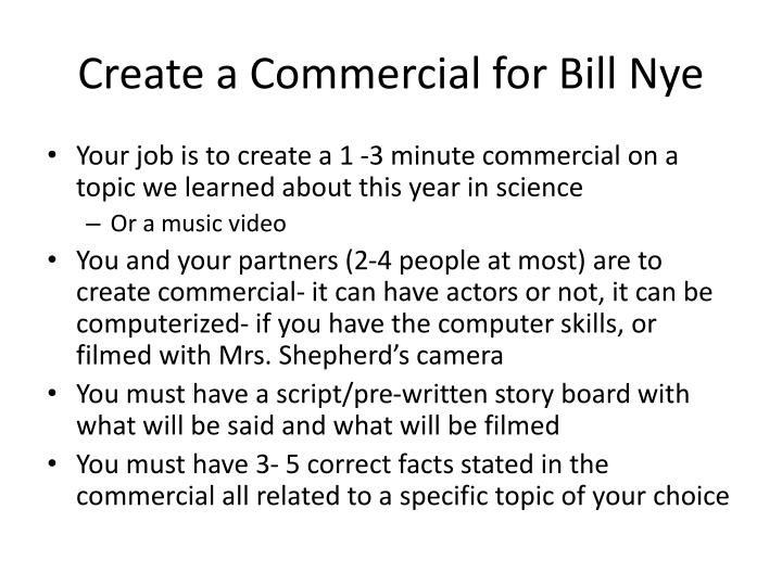 create a commercial for bill nye