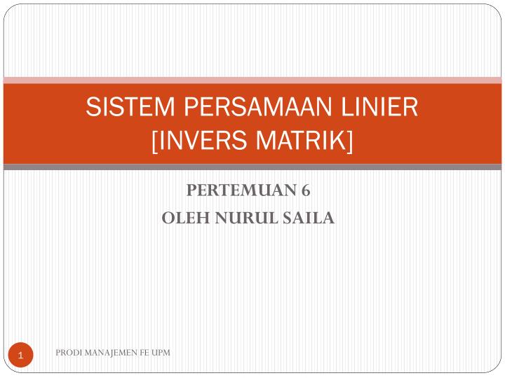 sistem persamaan linier invers matrik