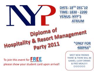 Diploma of Hospitality &amp; Resort Management Party 2011