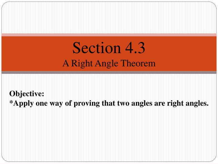 section 4 3 a right angle theorem