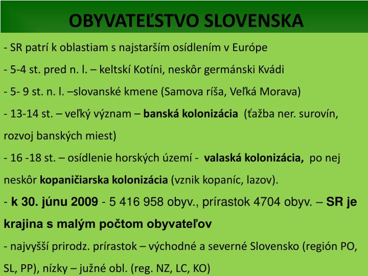 obyvate stvo slovenska
