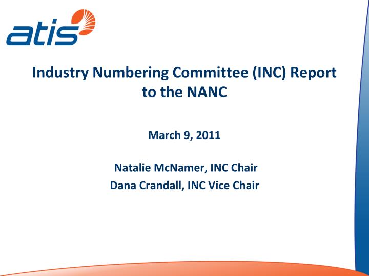 industry numbering committee inc report to the nanc