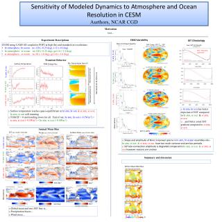 Sensitivity of Modeled Dynamics to Atmosphere and Ocean Resolution in CESM Aurthors , NCAR CGD