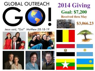 2014 Giving Goal: $7,200 Received thru May $3,066.23