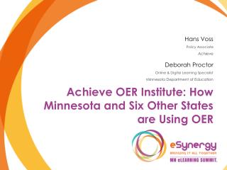 Achieve OER Institute: How Minnesota and Six Other States are Using OER