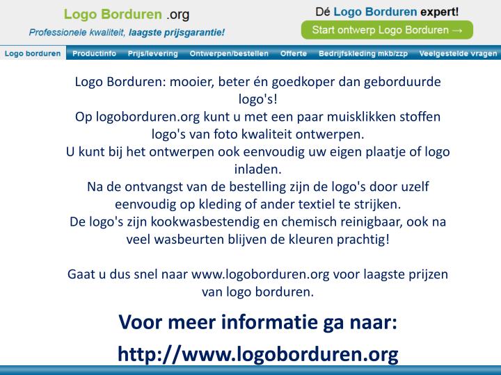 voor meer informatie ga naar http www logoborduren org