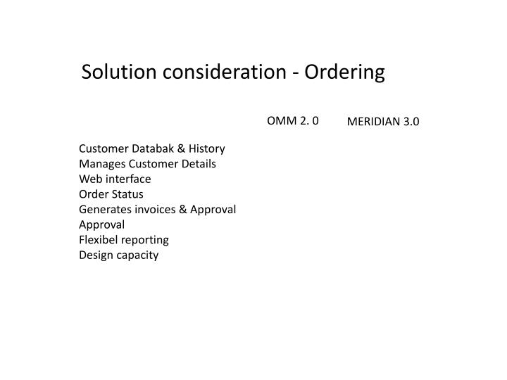 solution consideration ordering