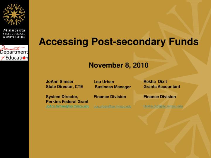 accessing post secondary funds