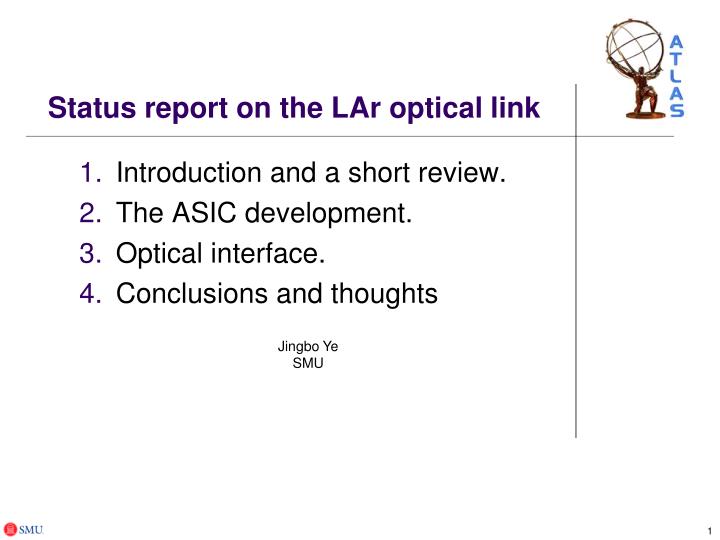 status report on the lar optical link