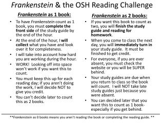 Frankenstein &amp; the OSH Reading Challenge
