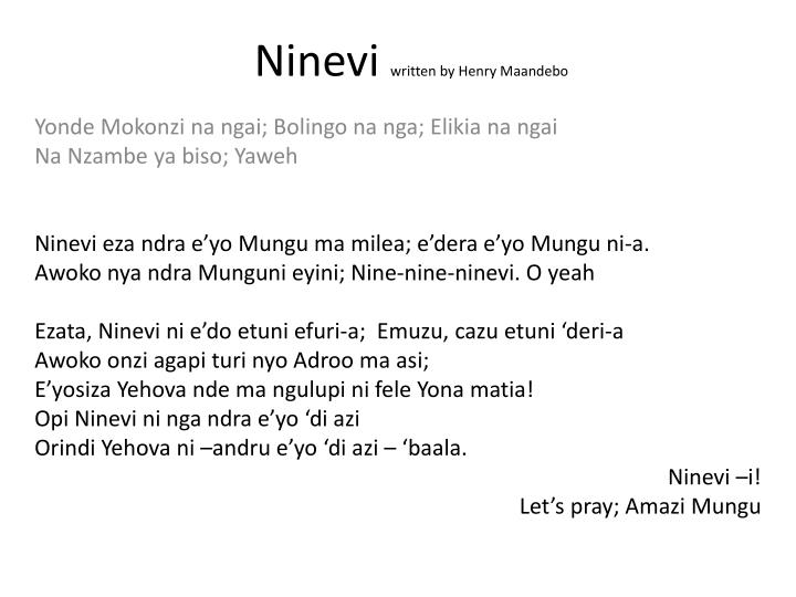 ninevi written by henry maandebo
