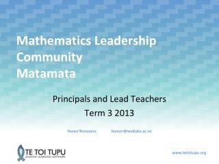 Mathematics Leadership Community Matamata