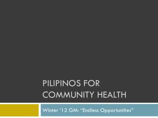 Pilipinos for Community Health