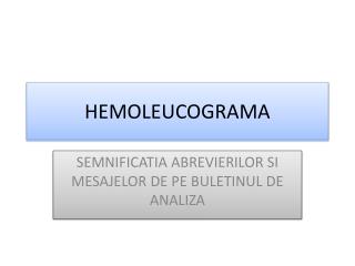 hemoleucograma