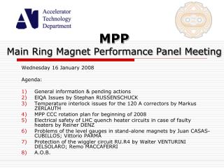 MPP Main Ring Magnet Performance Panel Meeting