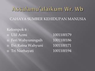 assalamu alaikum wr wb