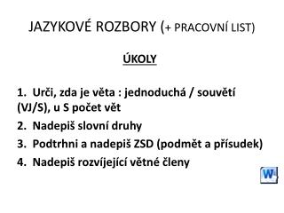 jazykov rozbory pracovn list